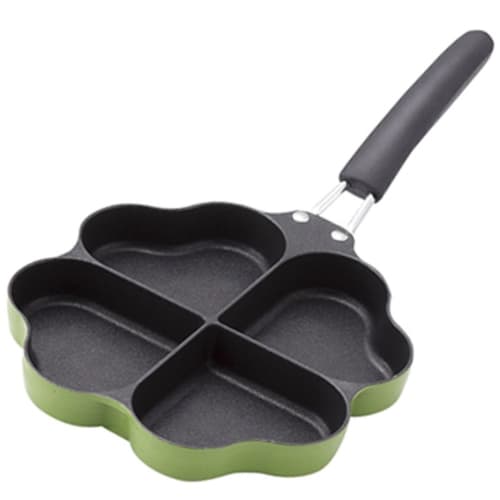 Sugiyama Metal IH Compatible "Shiawase wo Brings Happiness" Four-Leaf Frying Pan, Green, KS-2813