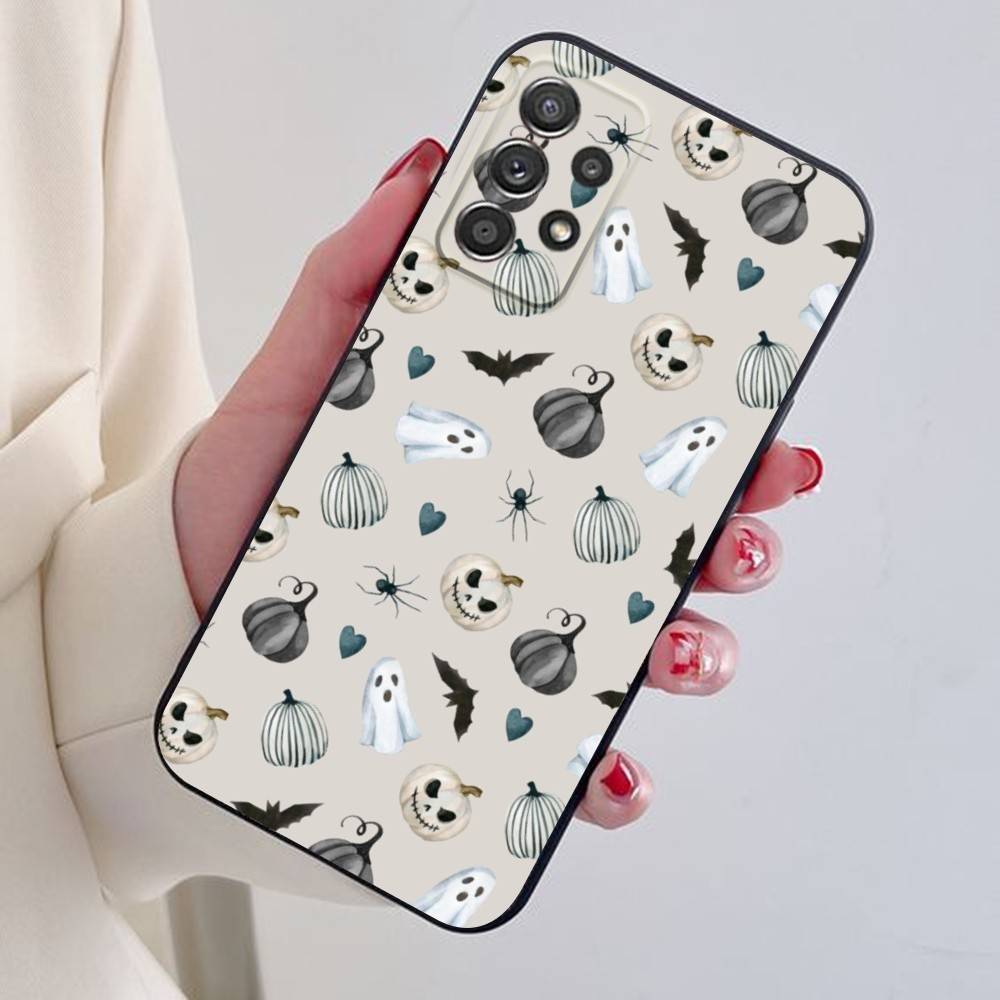 Autumn leaves pumpkin Phone Case For Samsung S24,21,22,23,30,Ultra,20,Plus,Note,10,9,Black soft silicone case Samsung S24fe