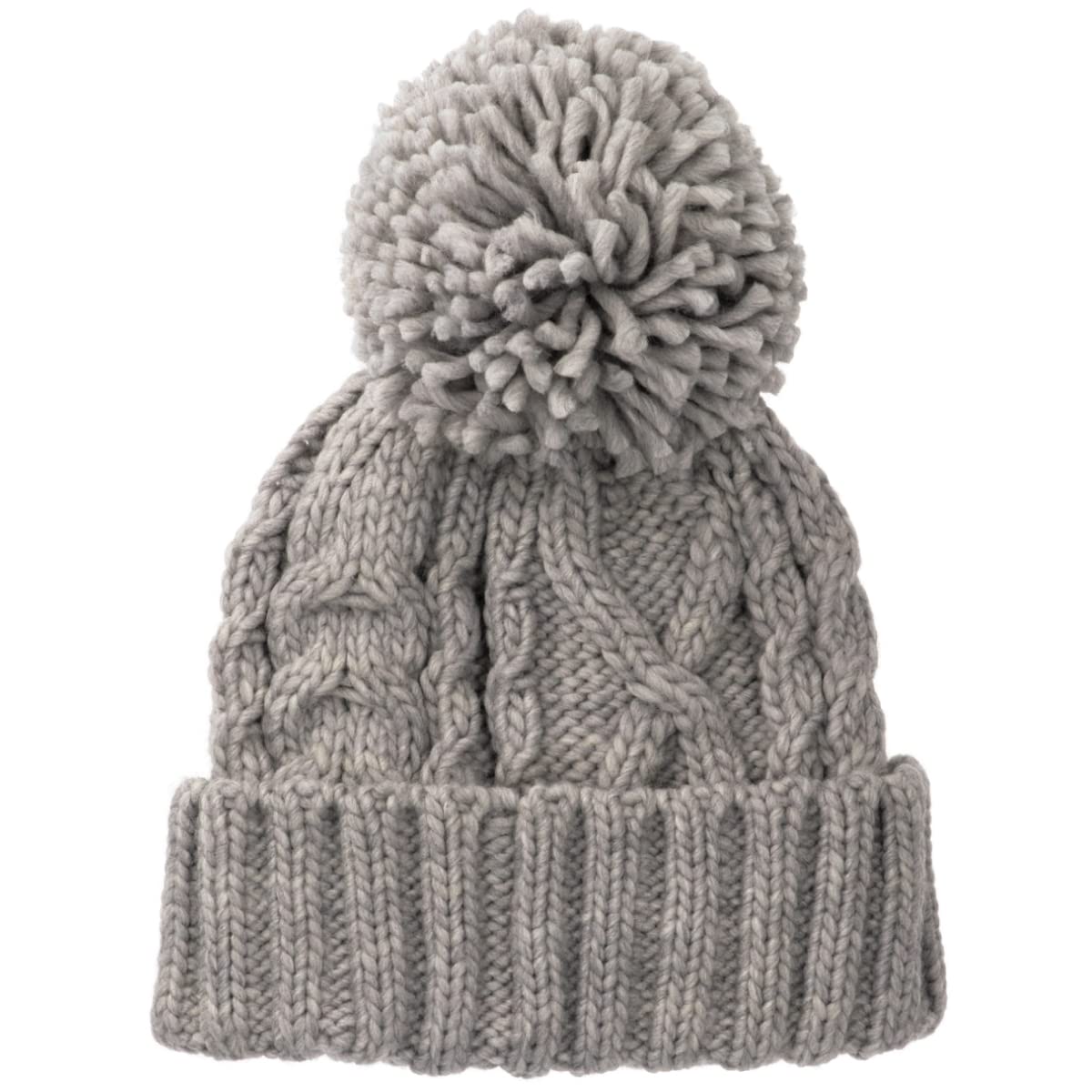 

Базовый Quench Loveable Тяжелый Кабель Часы Вязаная Шапка с Легким Помпоном, Женская, Все, Серый, Осень/Зима