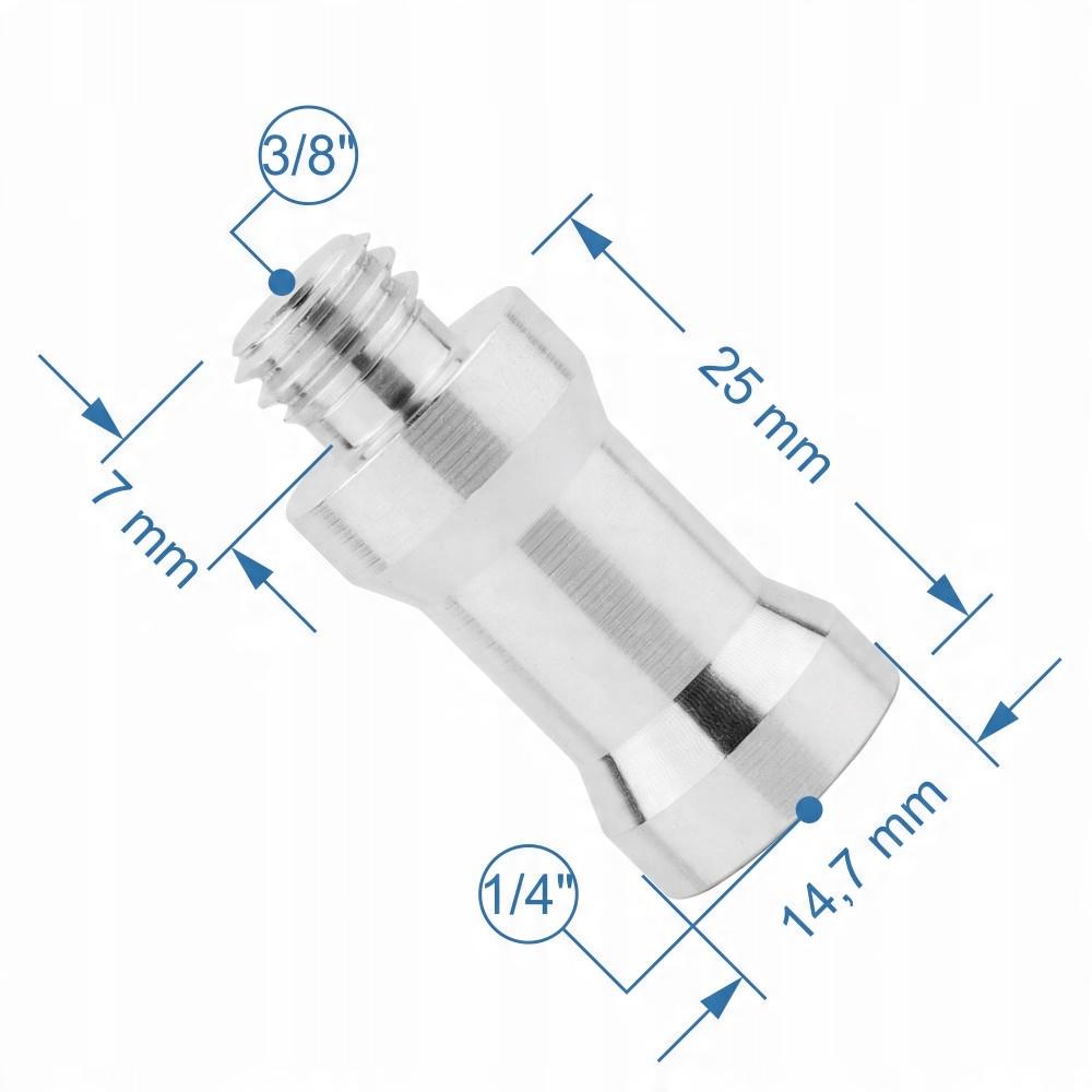 Adapter, tripod reduction sleeve 1/4" to 3/8" aluminum for lamp stand