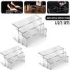 3/6/9Pcs Clear Acrylic Display Stand, Dessert Display Risers Shelf for Retail Desktop Shoe Showcase Jewelry Funko Pop Figures