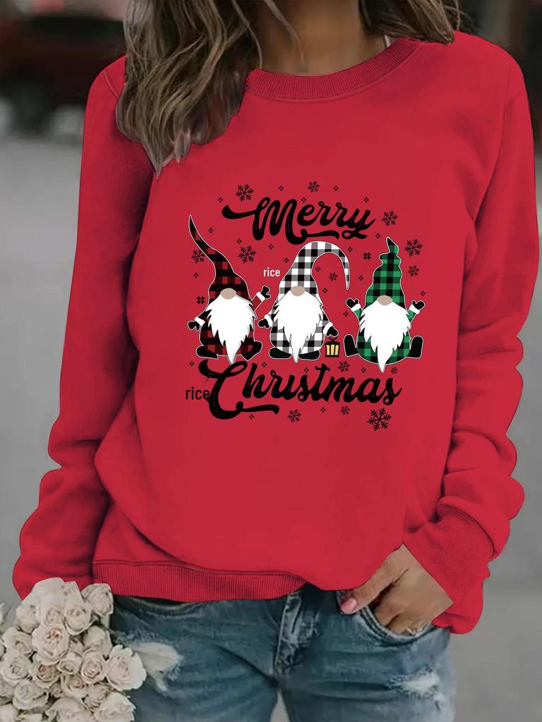 Women's Cross-Border Long-Sleeve Round Neck Christmas Print Sweatshirt