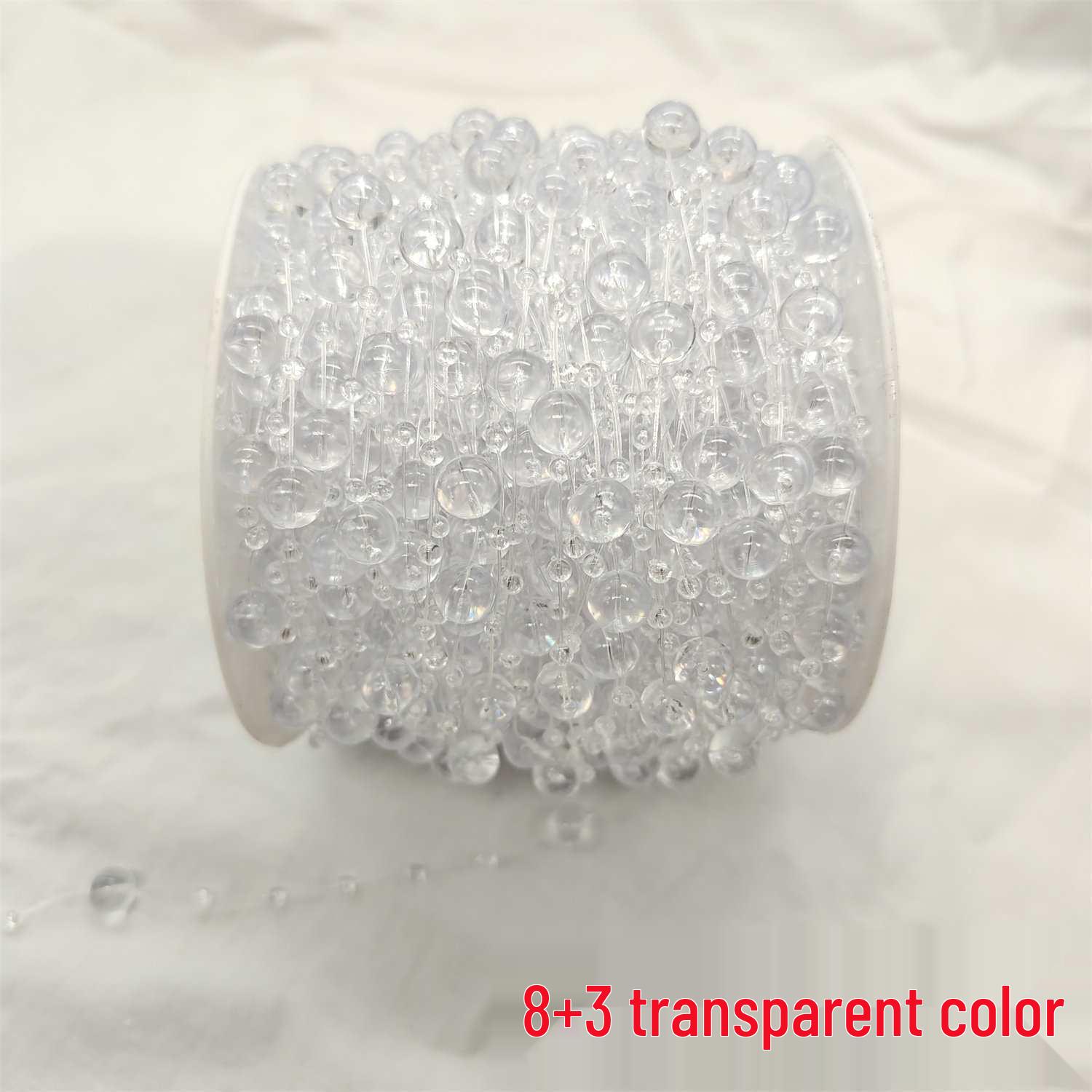 Iridescent Beading Chain: Gold, Silver, White - 8+3 Fishing Line with Star Beads for DIY Weddings and Accessories