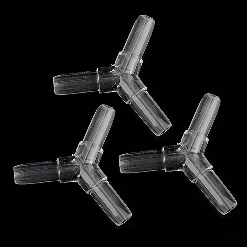10 Pcs 4mm  Clear Plastic Aquarium “Y”3 Way Airline Tube Connectors Durable Easy To Install for Aeration Systems