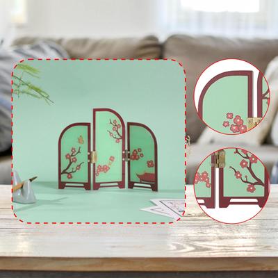 Paravento Decorativo Ornamento Feng Shui Oggetto da Collezione Decorazione da Tavolo Arte Tradizionale Cinese Pieghevole Mini