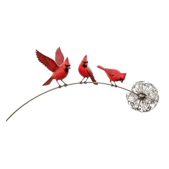 Commemorative Garden Statue Bird Floral Stake, Rustic Metal Yard Art Decorations with Dandelion Accent, Wing Sculpture Weather-Resistant for