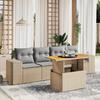 Vidaxl 5-Cz. Garden Furniture Set With Cushions, Beige, Poly Rattan