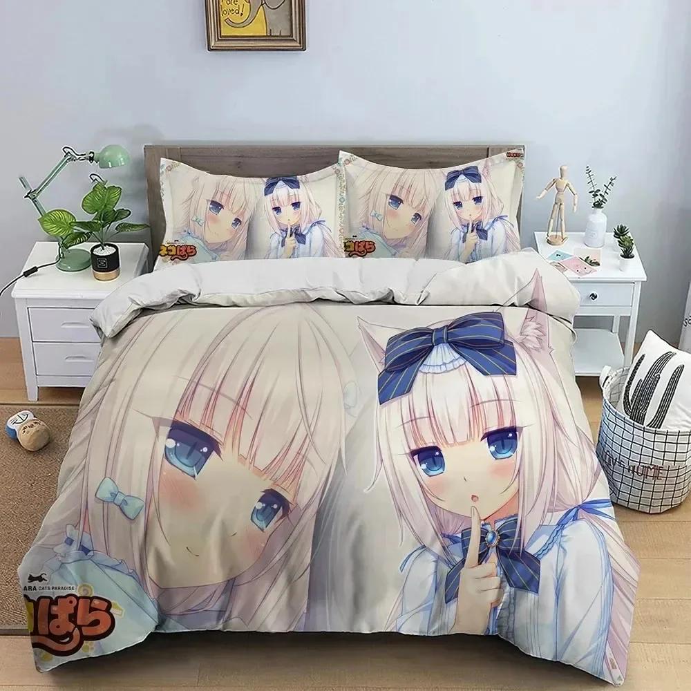 3D Print Anime Nekopara Sexy Girl Comfortable Duvet Quilt Cover Pillowcase Bedding Set Children Bedroom Decoration Home Textile