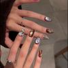 Ins Style Advanced Sense Cat's Eye Pure Handmade Wearing Nail Short Atmosphere White Nail Patch Fake Nail Wholesale