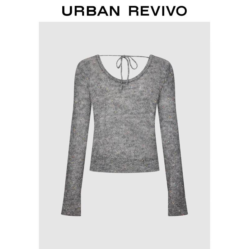 UR 2025 Autumn Women's Sequin Short Knit Cardigan