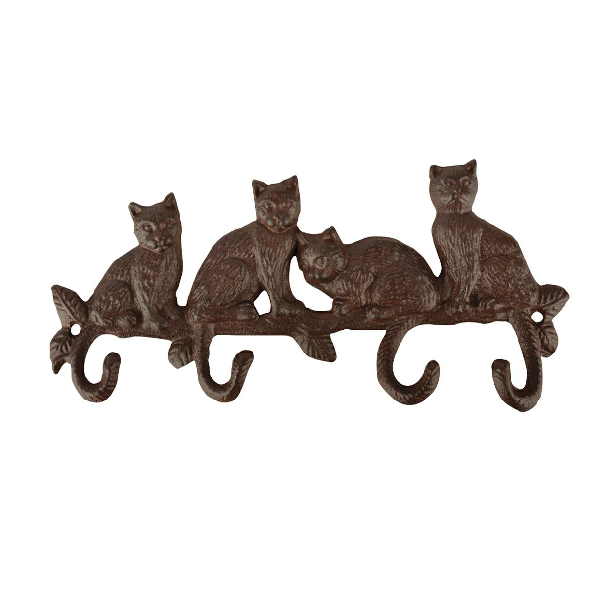 Gusseiserner Kleiderbügel mit Katzen Vintage 29cm