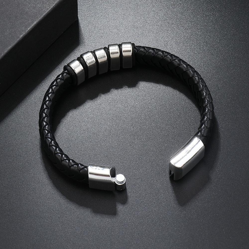 Popular Europe America Trendy Simple Woven Bracelet Alloy Magnetic Clasp Men's Fashion Wristband Jewelry Clothing Accessory