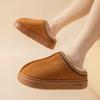 Faux Suede Upper Plush Lining Home Closed Toe Slingback Slides Unisex Solid Color Platform Durable Slippers Flat Casual Slippers