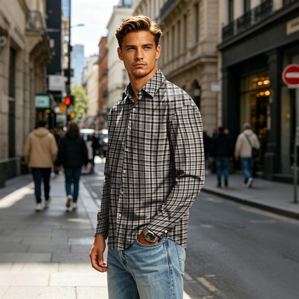 Men's Long Sleeve Collared Shirt