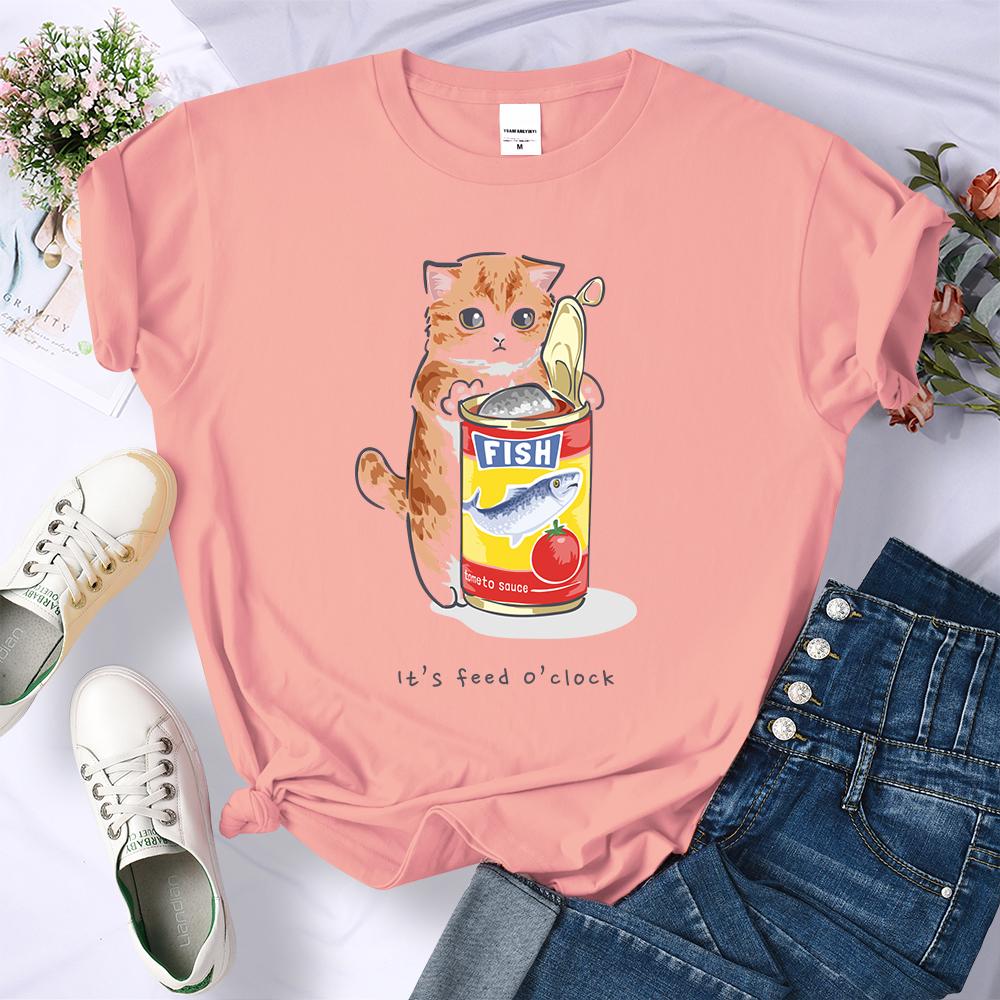 Canned Cat Creative 3D Print Female Tee Shirts Breathable Casual T-Shirt Soft Summer Short Sleeve Loose Streetwear For Women