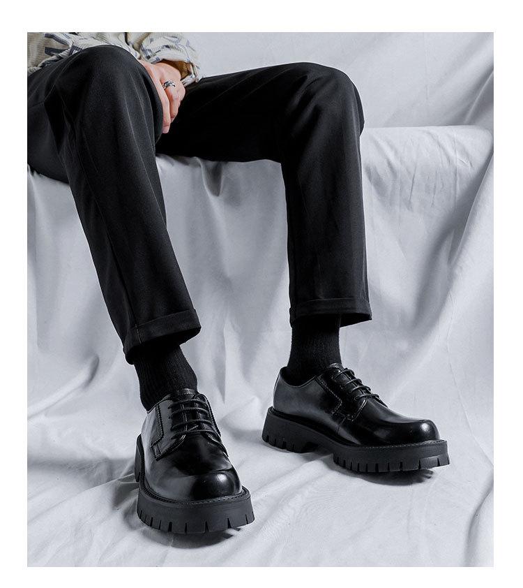 2025 Spring Youth Round Toe Low Heel Lace-up Casual Leather Work Shoes