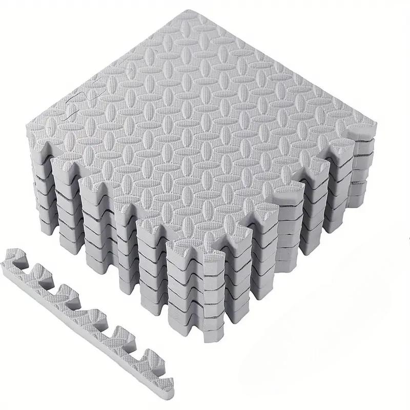 EVA Foam Interlocking Exercise Mat Tiles Extra Thick PVC Gym Flooring for Fitness Yoga Aerobics Non-Slip Black Mat 16Pcs