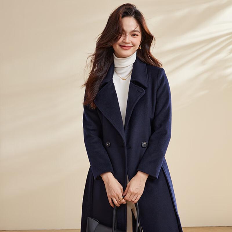 

ХАНМАНКЕ Женское классическое зимнее пальто средней длины из смесовой шерсти 2XL