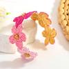 Bracelet Floral Fait Main en Rafia et Alliage Bijoux Bohèmes Légers Élégant Accessoire de Poignet pour un Usage Quotidien