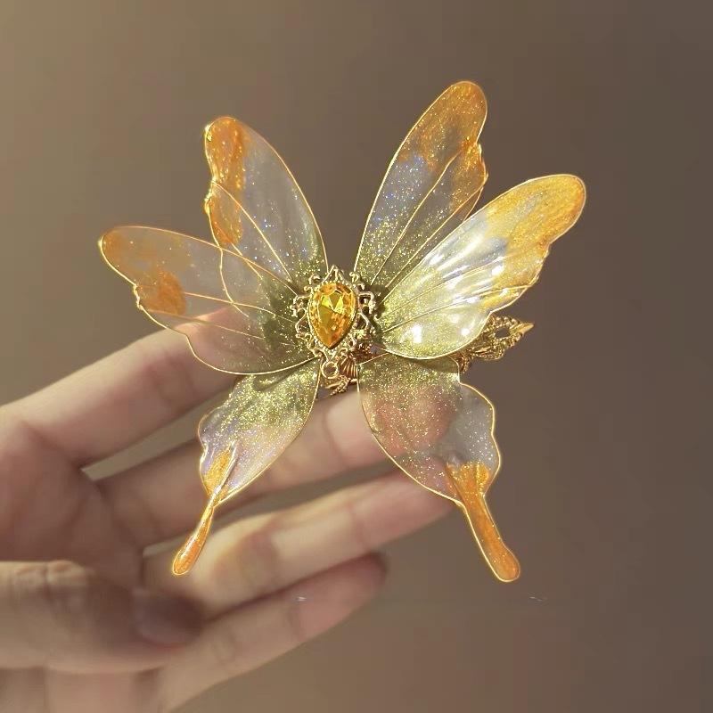 Sweet Retro 3D Butterfly Hair Clip  Side Clip Temperament Resin Butterfly Hairpin For Hanfu Cheongsam Hair Accessories жёлтый