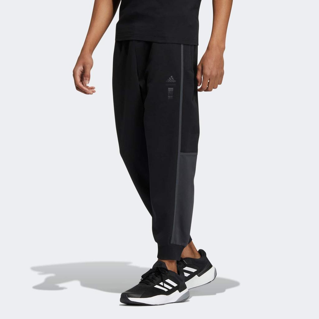 adidas Knit Warm Pants With Embroidered Stripes And Drawstring Cuffs Men Bottoms Black HN8960