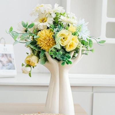 Handförmige Vase Hand Arm Handfläche Bouquet Blumenarrangement Zubehör Blumenvase Porzellan Handwerk Ornamente Heimdekoration