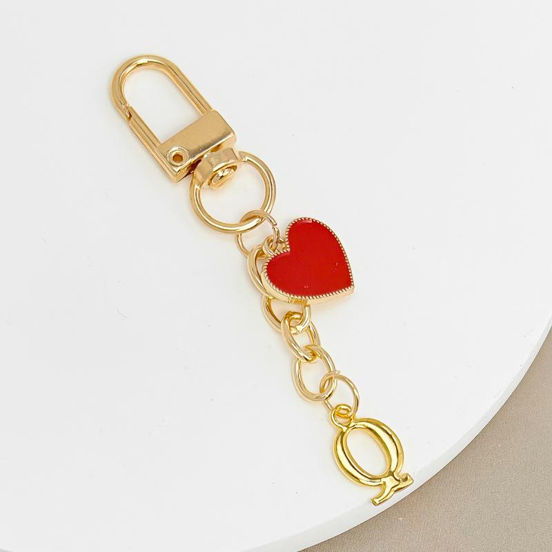 Metal Heart Letter Keychain Fashion A-Z Initial Keyring Charms Car Key Holders Bag Pendant Accessories Valentine'S Day Gift