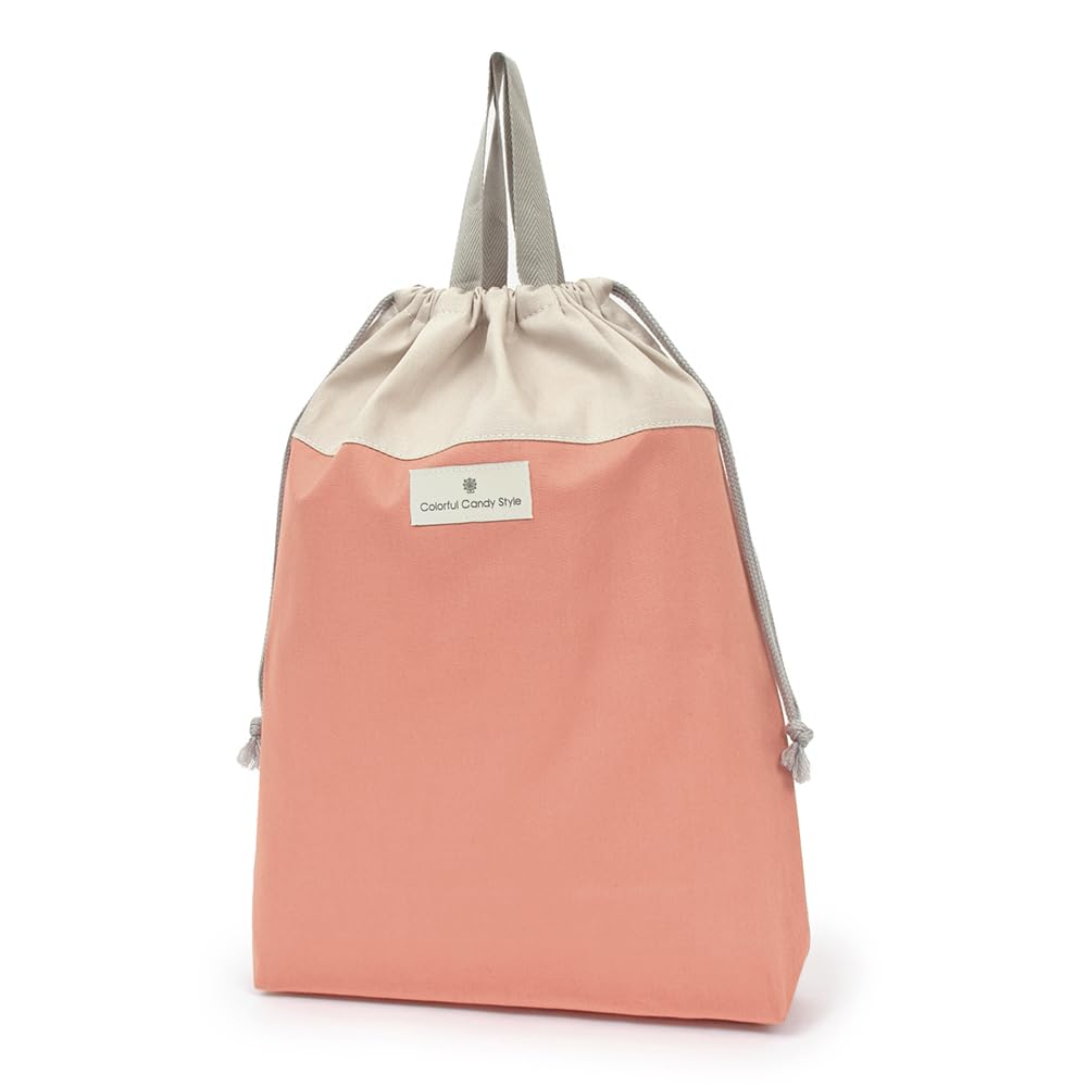 COLORFUL CANDY STYLE Entrance Set Plain and for Includes a Lesson Shoe and Drawstring Bag Kindergarten/School (Milky Apricot) Girls, Bag, Case,