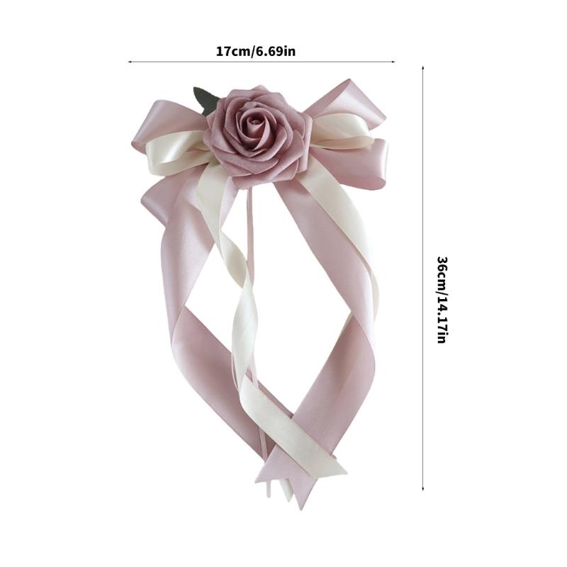 8 Stück Hochzeitsauto Gläser Dekorative Schleifen Hängende Künstliche Seidenblume Türgriff Dekorationen für Brautfahrzeug