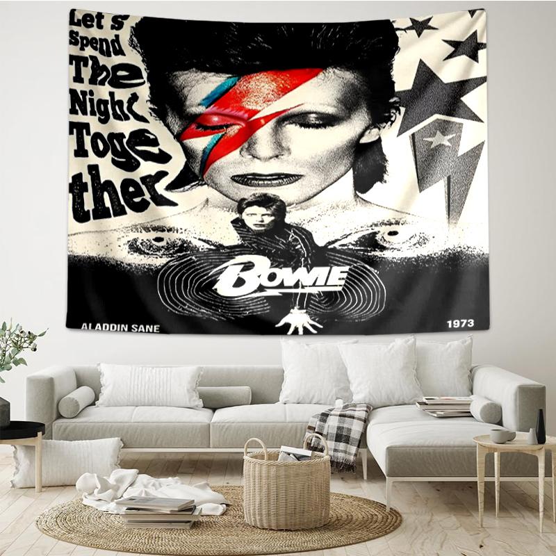 David Bowie Print Tapestry, Backdrop, Easy Setup, Ideal for Bedroom, Office & Living Room, with Aesthetic Wall Hanging Decor.