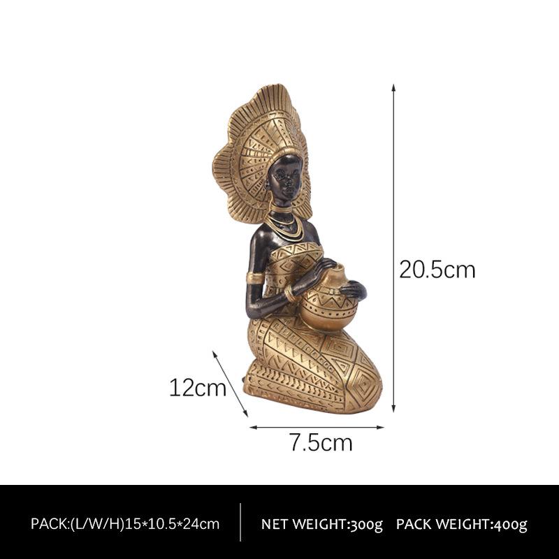 Retro African Black Women Ornaments Exotic Home Entrance Wine Cabinet Sculpture Decorations