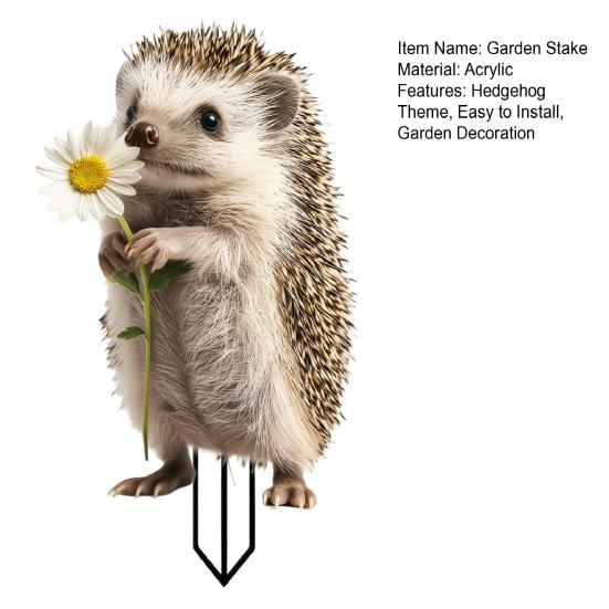 Cartoon Hedgehog Garden Stake Decoration, 2D Acrylic Animal Yard Sign, Outdoor Courtyard Lawn Pathway Animal Shape Ornament