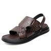 Fashion Summer Hot Selling Men's Beach Casual Shoes Anti Slip Lightweight Leather Sandals Retro Brown Men's Hiking Camping Shoes