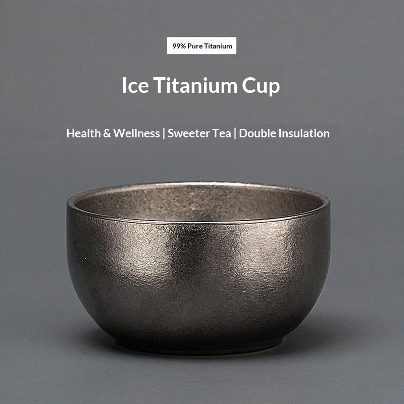 Gianxi Pure Titanium High-End Small Tea Bowl Ice Crystal Master Cup Tea Set Outdoor Camping Personal Titanium Alloy Water Cup
