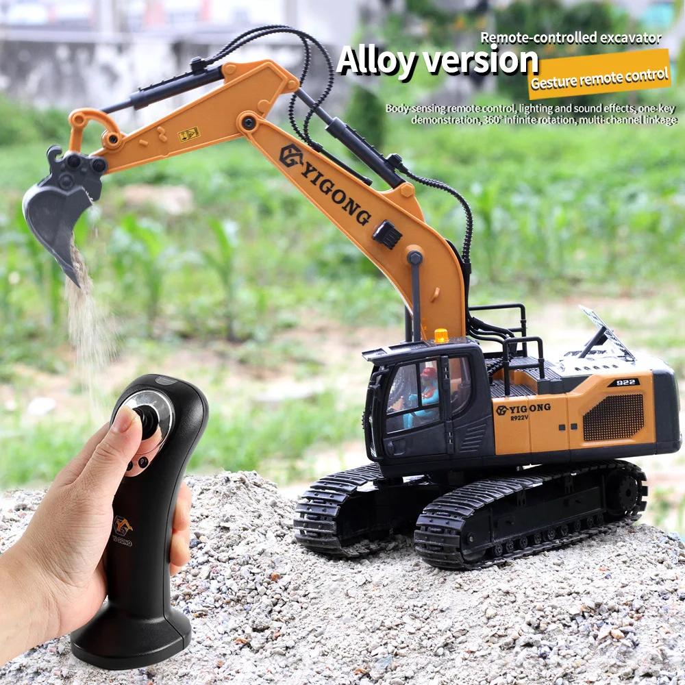 Non-Toxic 1/20 Alloy Remote Control Excavator 2.4G Upgraded Rc Car Model Unlimited Rotation Children Engineering Vehicle Toy For Kid Gift