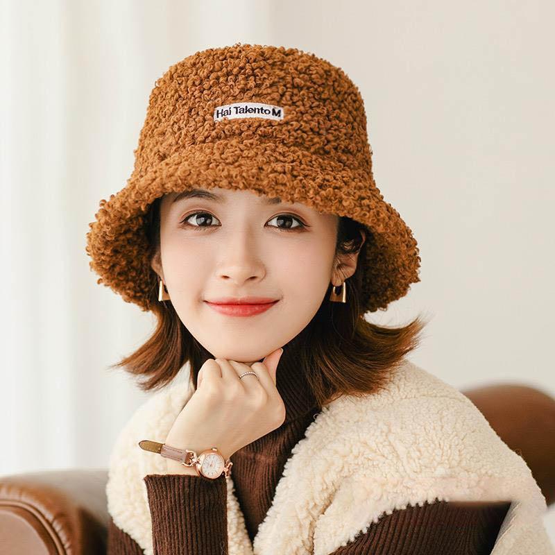 

Модная универсальная рыбацкая шапка из овечьей шерсти, женская осенне-зимняя теплая плюшевая шапка для бассейна One size