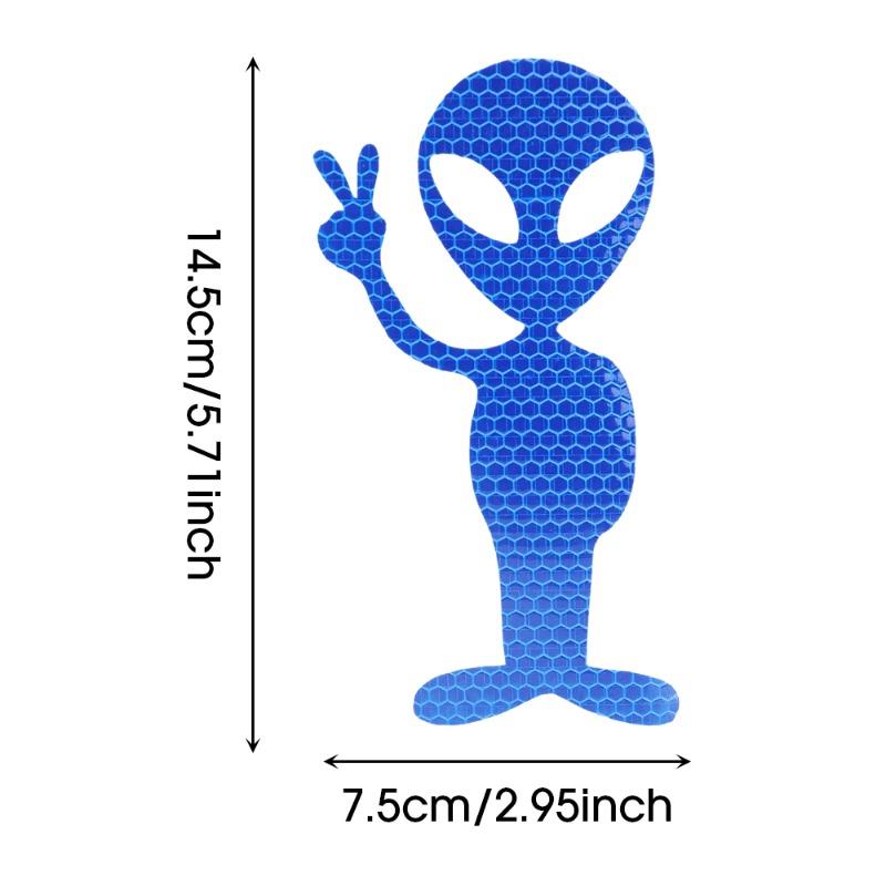 Alien Reflective Personalized Car Stickers Car Bumper Decorative Warning Stickers Night Driving Safety Reflective Stickers