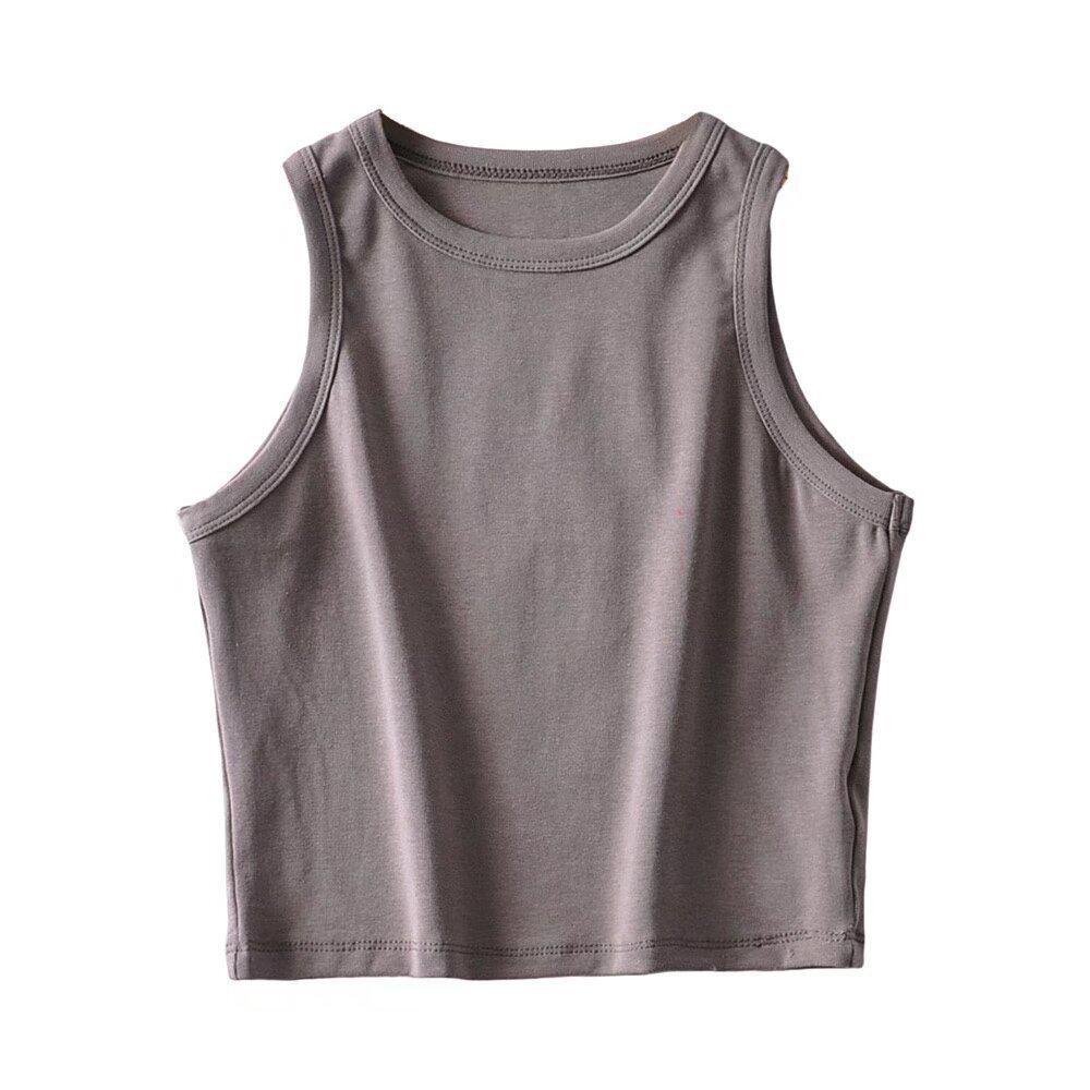 

Women s Summer Slimming Retro Cropped Tank Top - Versatile Sleeveless Design Medium сірий колір