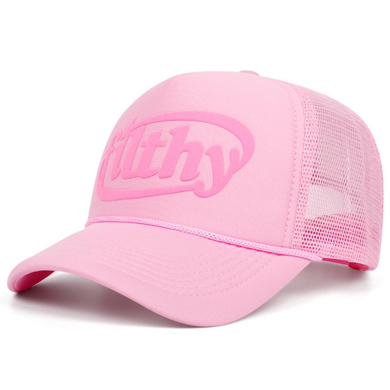 Filthy letter sponge printed baseball cap, outdoor sports event net cap, baseball cap, American truck driver cap Adjustable розовый