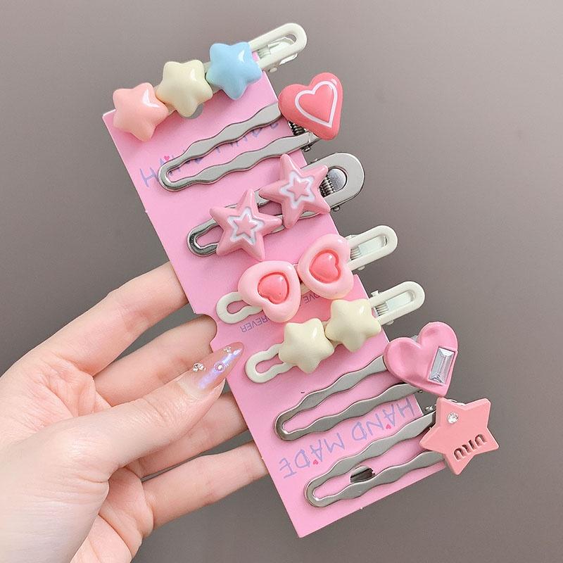 7pcs/set Metal Star Hair Clip for Women Heart Rhinestone Hair Pin Fashion Cute Girl Side Clip