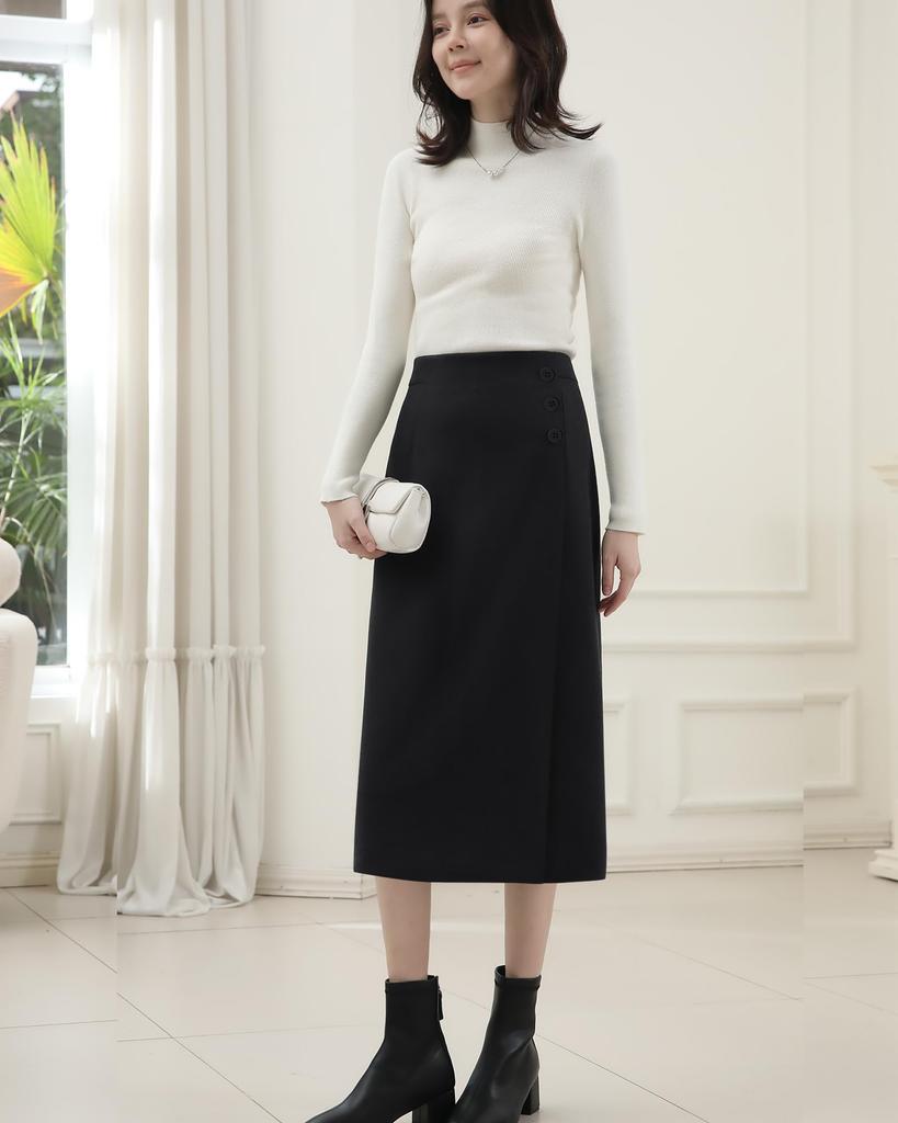 Ladyangel Tight Skirt with Slit and Elastic and Cute for and Fall and Winter Women's Knee-Length Waist, Slimming, Versatile, Warm, Stylish, Commuting,