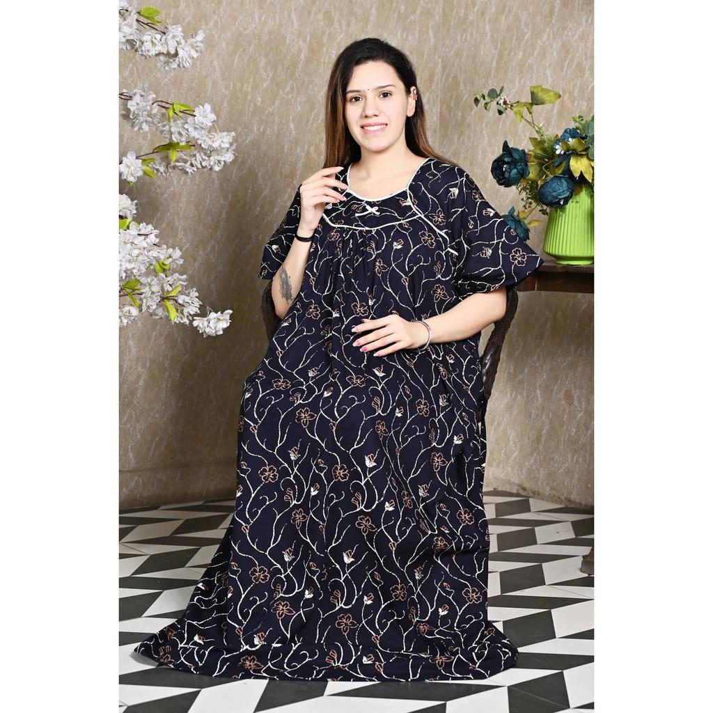 Floral Printed Women's Night Gown Indian Nightwear Sleepwear Cotton Nighty