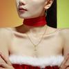 Oumaka Zircon-Clad Christmas Tree Necklace, Stainless Steel PVD Gold-Plated, Romantic Gift for Her