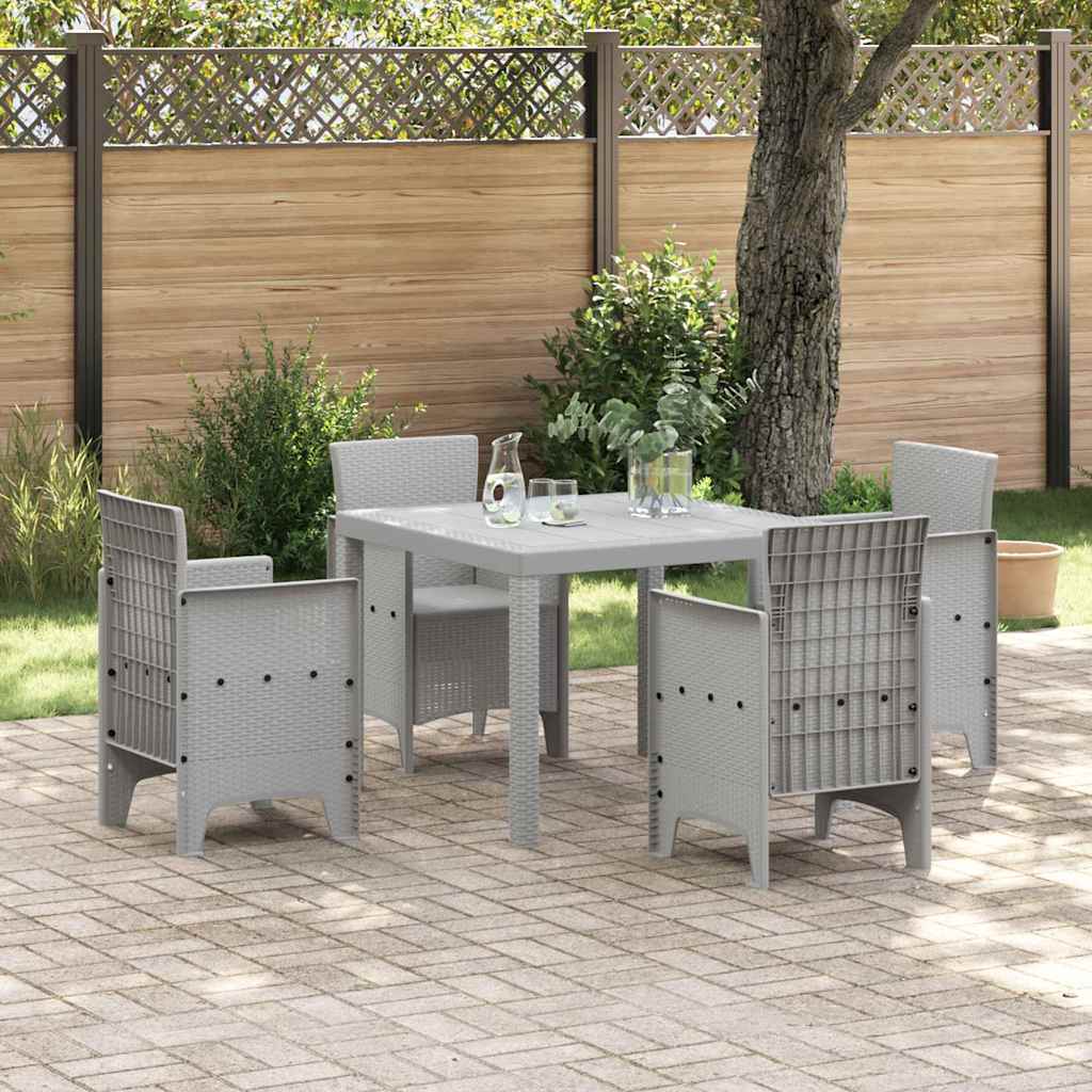 Garden Dining Set 5 pcs Light Gray Polypropylene