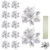 12Pcs With Clips Artificial Christmas Flowers with Stems Christmas Fake Blooms  Wedding Decor