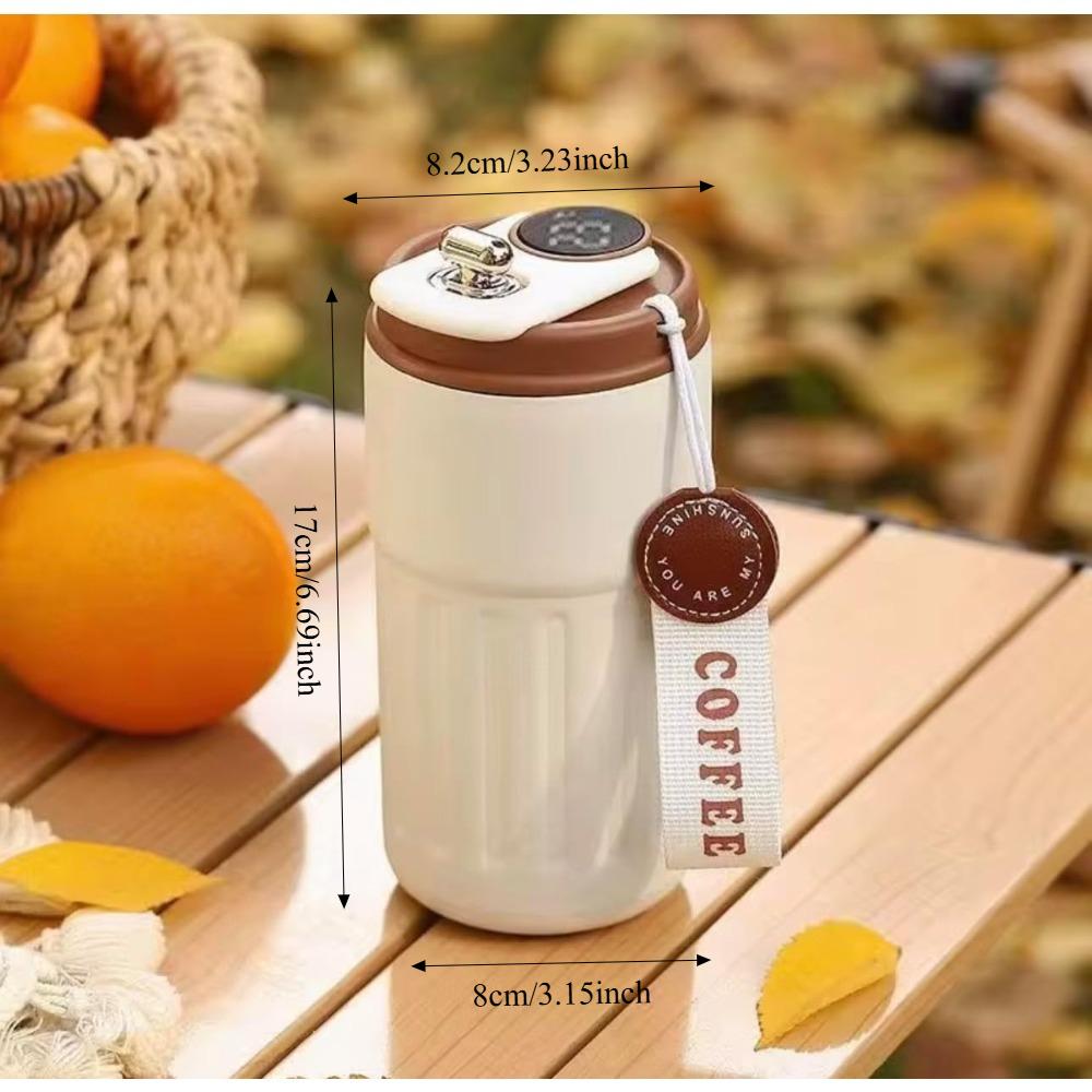 1 Stück Thermosbecher 14OZ Edelstahl Reisekaffeebecher, Smart Display Thermoskanne, Auslaufsicherer Wasserbecher, Kann heiße und kalte Getränke halten