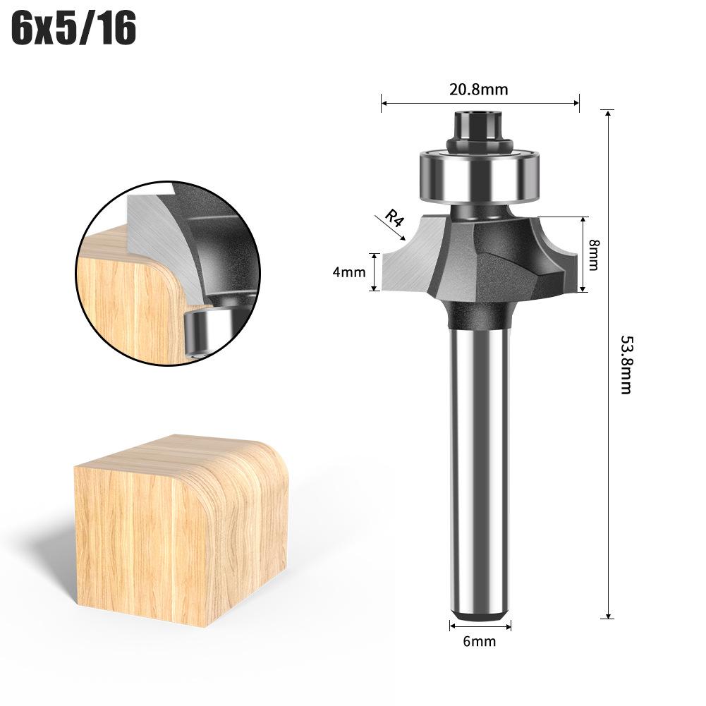 Round Corner Knife 6 Handle 5 Piece Set Tungsten Steel Alloy Woodworking Milling Cutter R Chamfering Trimming Machine Slotting Engraving Machine Blade