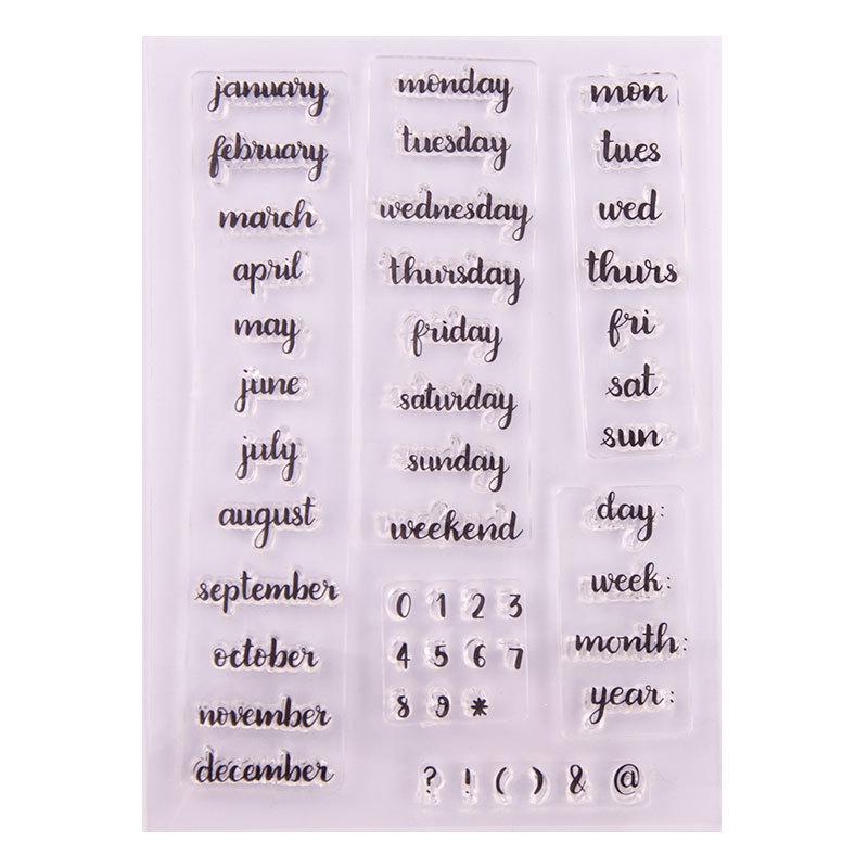 Date Week Month Number Symbol Rubber Clear Stamps for Card Making Decoration DIY Scrapbooking Embossing Album Decor Craft