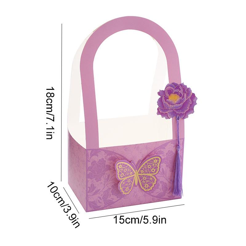 3Pcs/Set Butterfly Flower Box Carton Bouquet Wedding Party Decoration Flower Basket Gift Bag Valentine's Day Packaging Handheld