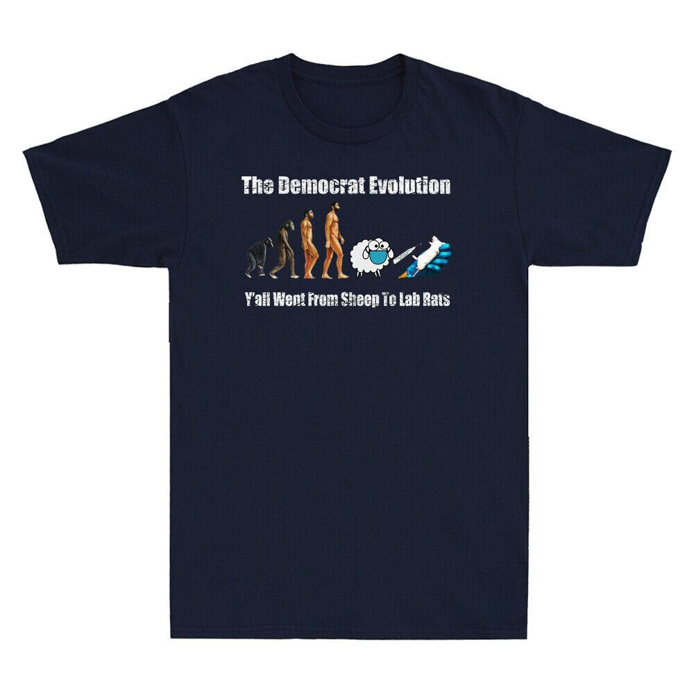 The Democrat Evolution Y all Went From Sheep To Lab Rats Vintage Men s T-Shirt Unisex T-Shirt S